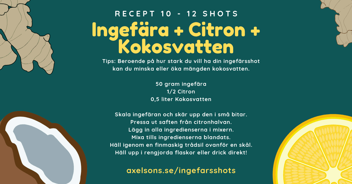 Oppskrift på ingefærshot med sitron og kokosnøttvann  