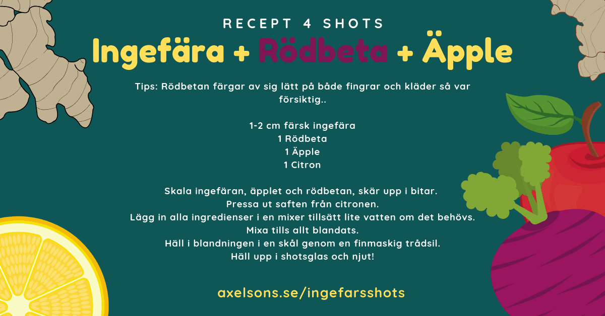 Ingefær, rødbeter, eple shots